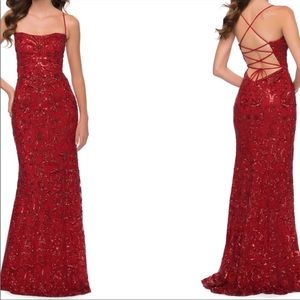 La Femme red sequin prom dress